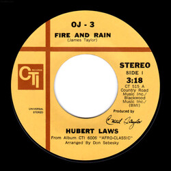 Hubert Laws Fire And Rain USED VINYL 7INCH 45 RPM STYRENE