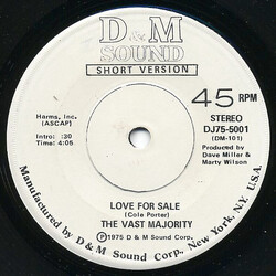 The Vast Majority Love For Sale USED VINYL 7INCH 45 RPM 33 S RPM PROMO