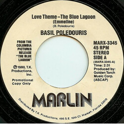 Basil Poledouris Love Theme - The Blue Lagoon (Emmeline) USED VINYL 7INCH 45 RPM PROMO