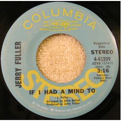 Jerry Fuller If I Had A Mind To / Go USED VINYL 7INCH 45 RPM PROMO STEREO