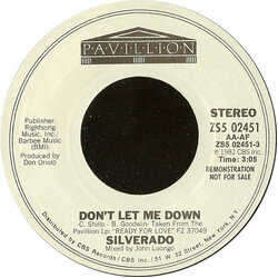 Silverado Don't Let Me Down USED VINYL 7INCH 45 RPM SINGLE PROMO STYRENE