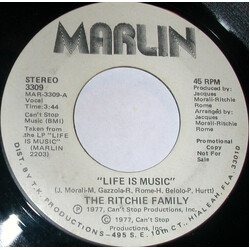 The Ritchie Family Life Is Music USED VINYL 7INCH 45 RPM PROMO