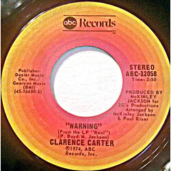 Clarence Carter Warning USED VINYL 7INCH 45 RPM