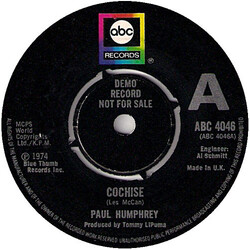 Paul Humphrey Cochise USED VINYL 7INCH 45 RPM PROMO