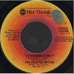 Pointer Sisters Going Down Slowly USED VINYL 7INCH 45 RPM STYRENE STEREO
