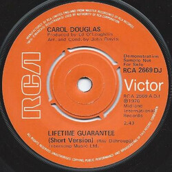 Carol Douglas Lifetime Guarantee USED VINYL 7INCH 45 RPM SINGLE PROMO
