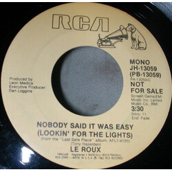 Le Roux Nobody Said It Was Easy  (Looking For The Lights) USED VINYL 7INCH 45 RPM PROMO
