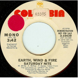 Earth, Wind & Fire Saturday Nite USED VINYL 7INCH 45 RPM PROMO STEREO MONO