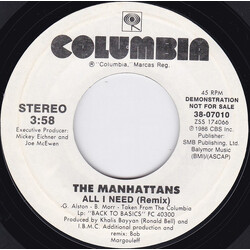 Manhattans All I Need (Remix) USED VINYL 7INCH 45 RPM SINGLE PROMO