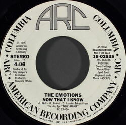 The Emotions Now That I Know USED VINYL 7INCH 45 RPM PROMO