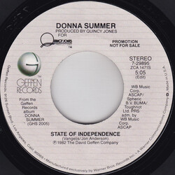 Donna Summer State Of Independence USED VINYL 7INCH 45 RPM PROMO STYRENE STEREO