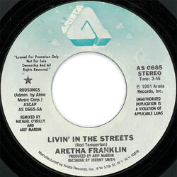 Aretha Franklin Livin' In The Streets USED VINYL 7INCH 45 RPM SINGLE STEREO PROMO