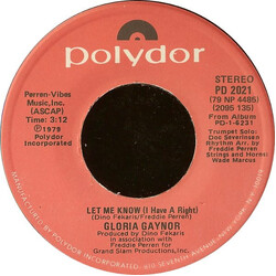 Gloria Gaynor Let Me Know (I Have A Right) USED VINYL 7INCH SINGLE 45 RPM