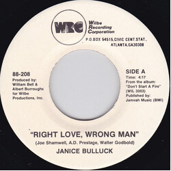 Janice Bullock Right Love, Wrong Man USED VINYL 7INCH 45 RPM