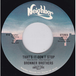 Bronner Brothers That's It- Don't Stop USED VINYL 7INCH 45 RPM