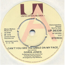 Doris Jones Cant You See The Smile On My Face / Time On My Hands USED VINYL 7INCH 45 RPM PROMO