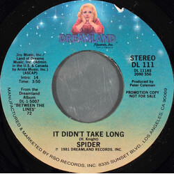 Spider (12) It Didn't Take Long USED VINYL 7INCH 45 RPM PROMO STEREO MONO