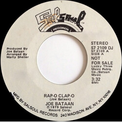 Joe Bataan Rap-O Clap-O USED VINYL 7INCH 45 RPM PROMO STYRENE