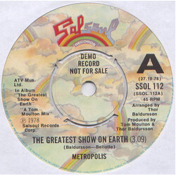 Metropolis (5) The Greatest Show On Earth USED VINYL 7INCH 45 RPM SINGLE PROMO