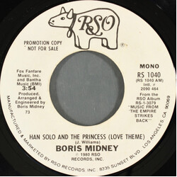 Boris Midney Han Solo And The Princess (Love Theme) USED VINYL 7INCH 45 RPM PROMO STYRENE STEREO MONO