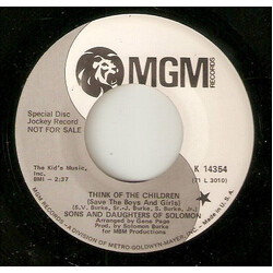 Sons And Daughters Of Solomon Think Of The Children (Save The Boys And Girls) USED VINYL 7INCH 45 RPM PROMO