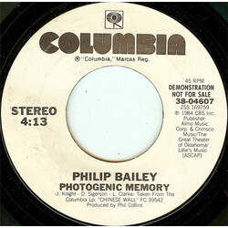 Philip Bailey Photogenic Memory USED VINYL 7INCH SINGLE PROMO STYRENE STEREO