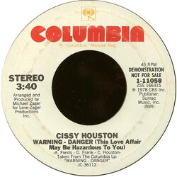 Cissy Houston Warning - Danger (This Love Affair May Be Hazardous To You) USED VINYL 7INCH 45 RPM PROMO