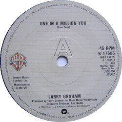 Larry Graham One In A Million You USED VINYL 7INCH 45 RPM SINGLE