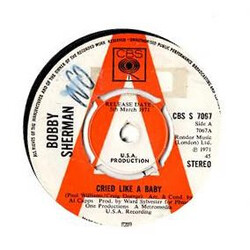 Bobby Sherman Cried Like A Baby USED VINYL 7INCH 45 RPM PROMO STEREO