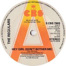 The Regulars Hey Girl (Don't Bother Me) USED VINYL 7INCH 45 RPM SINGLE PROMO STEREO