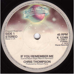 Chris Thompson / Dave Grusin If You Remember Me / Theme From "The Champ" USED VINYL 7INCH 45 RPM SINGLE