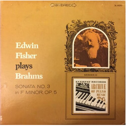 Edwin Fischer Edwin Fisher plays Brahms Sonata No. 3 in F Minor, Op. 5 Vinyl LP USED
