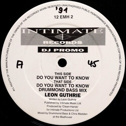 Leon Guthrie Do You Want To Know USED VINYL 12INCH 45 RPM PROMO