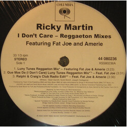 Ricky Martin I Don't Care (Reggaeton Mixes) USED VINYL 12INCH