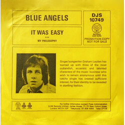 Blue Angels (3) It Was Easy USED VINYL 7INCH SINGLE PROMO