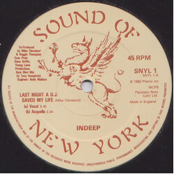 Indeep Last Night A D.J. Saved My Life USED VINYL 12INCH 45 RPM SINGLE