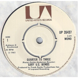 Gary U.S. Bonds Quarter To Three USED VINYL 7INCH 45 RPM SINGLE REISSUE