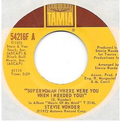 Stevie Wonder Superwoman (Where Were You When I Needed You) USED VINYL 7INCH SINGLE