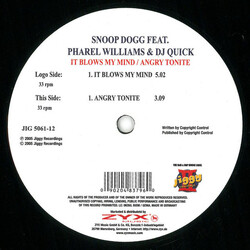 Snoop Dogg / Pharrell Williams / DJ Quik It Blows My Mind / Angry Tonite USED VINYL 12INCH