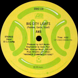 Average White Band Big City Lights / Sweet & Sour USED VINYL 12INCH 33 S RPM PROMO