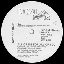 9.9 All Of Me For All Of You USED VINYL 12INCH 33 S RPM PROMO STEREO