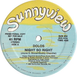 Dolos Night So Right USED VINYL 12INCH 45 RPM PROMO STEREO
