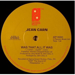 Jean Carn Was That All It Was / Don't Let It Go To Your Head USED VINYL 12INCH 45 RPM