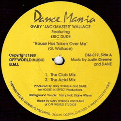 Gary Wallace / Eric Duke House Has Taken Over Me USED VINYL 12INCH 33 S RPM