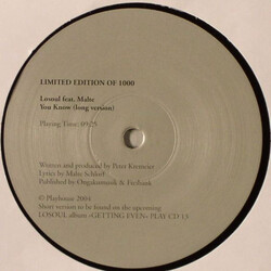 LoSoul / Malte Schlorf You Know USED VINYL 12INCH SINGLE SIDED 45 RPM LIMITED EDITION