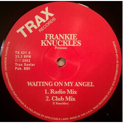 Frankie Knuckles Waiting On My Angel USED VINYL 12INCH 33 S RPM 45 RPM REISSUE REMASTERED