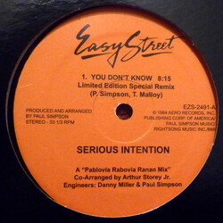 Serious Intention / Cultural Vibe You Don't Know / Ma Foom Bey USED VINYL 12INCH 33 S RPM
