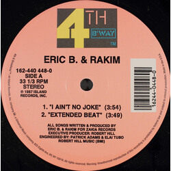 Eric B. & Rakim I Ain't No Joke USED VINYL 12INCH 33 S RPM REISSUE