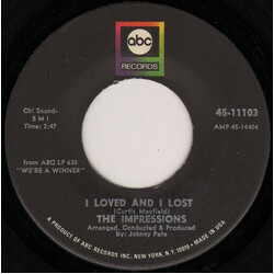 The Impressions I Loved And I Lost / Up Up And Away USED VINYL 7INCH 45 RPM