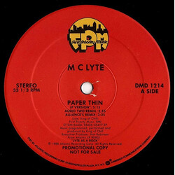 MC Lyte Paper Thin USED VINYL 12INCH 33 S RPM PROMO